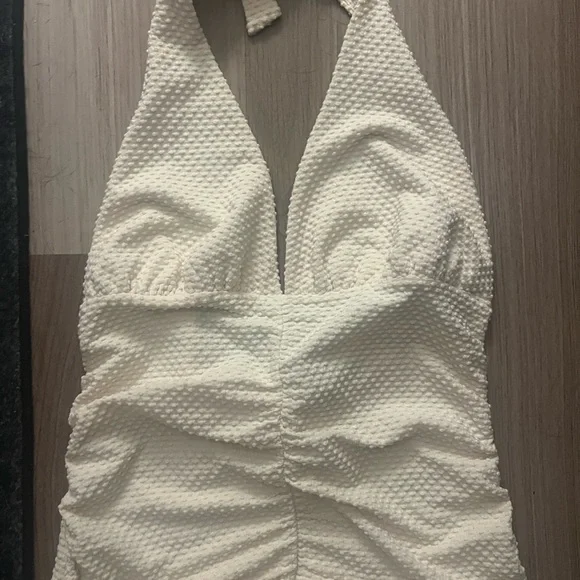 Anthropologie Halter Chic Ivory Textured Top - Picture 2 of 5